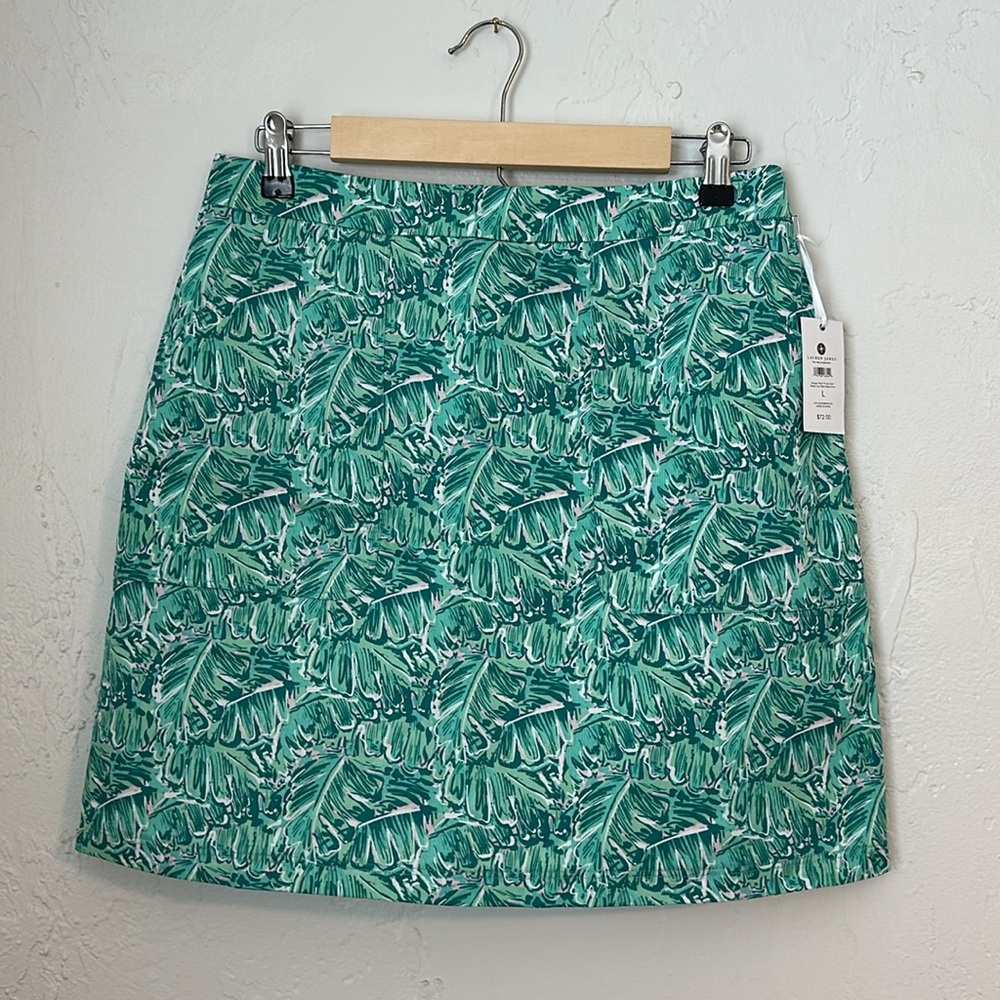 NWT Lauren James - Keagan Patch Pocket Skirt in Shake Your Palm Palms Size Large